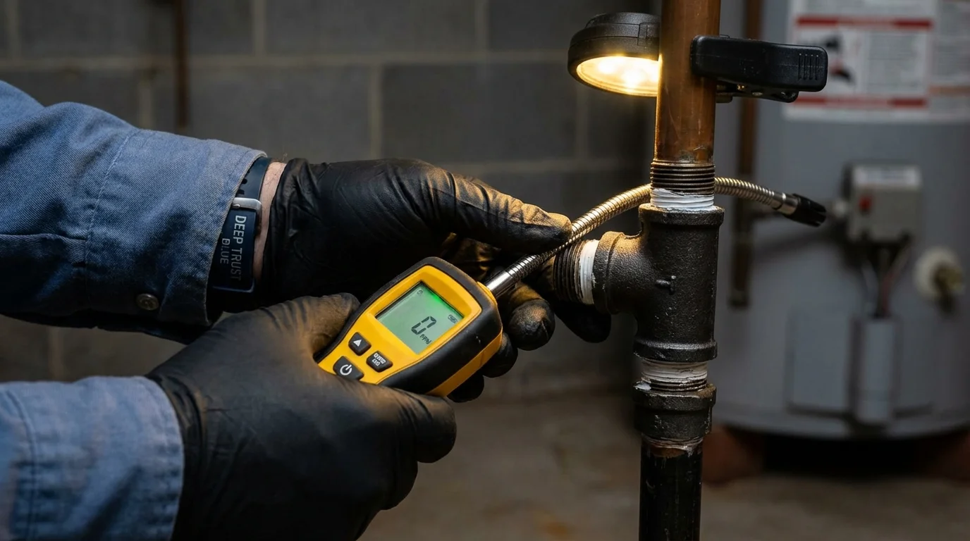 Gas leak detection with electronic sniffer by Johns Plumbing LLC in Fitchburg
