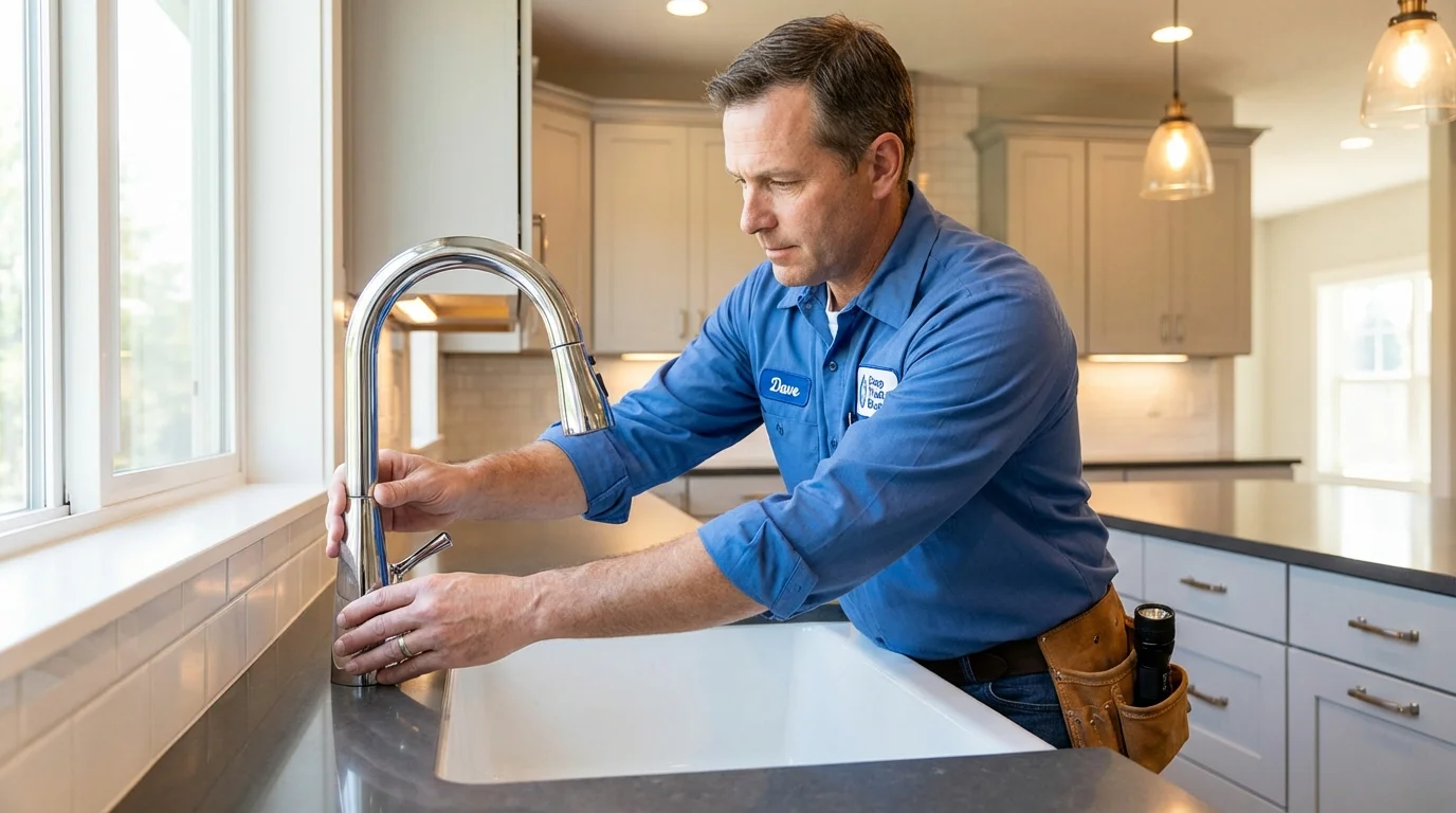 Kitchen faucet installation by Johns Plumbing LLC in Fitchburg