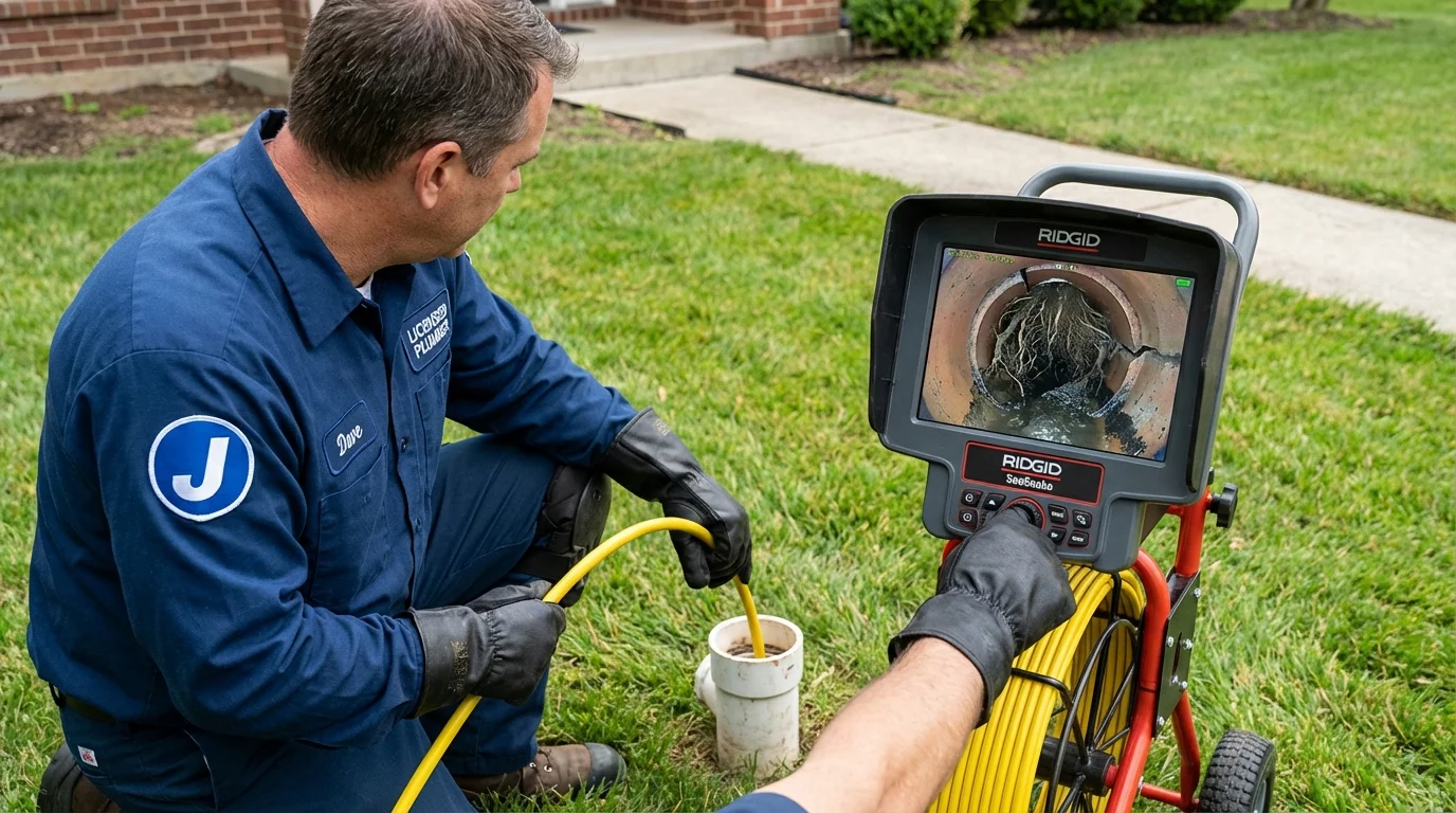 Sewer camera inspection being performed by Johns Plumbing LLC in Fitchburg